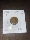1931 D Lincoln Cent XF+. $6