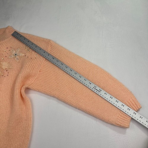 Maggie Lawrence VINTAGE 80'S SWEATER PEACH W/SILVER BUGLE BEADS 22W/42 soft! - Picture 5 of 18