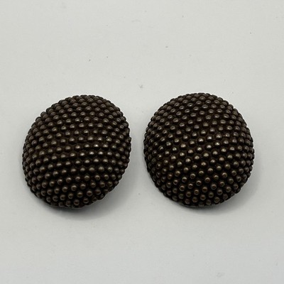 YSL Yves Saint Laurent  Rive Gauche Huge Bronze Tone Clip On Earrings 