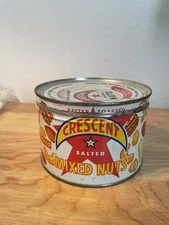Vintage Crescent Mixed Salted Nuts Tin 13oz Crescent Nut & Chocolate Co