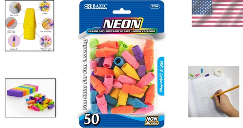 Gomas de borrar duraderas de lápiz de neón de 50 unidades - sin manchas y divertidas para aprender - Imagen 2 de 9