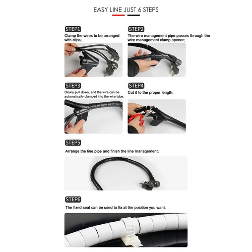 Spiral Cable Wrap PE Cord Sheath Wire Winding Tube Sleave Protector♡ - Afbeelding 2 van 21
