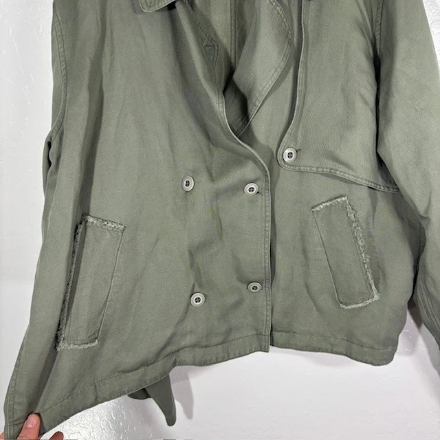 Chaqueta Rails Mujer Grande Verde Salvia Barclay Mezcla de Lino Doble Pecho Utilidad Foto 3 de 4