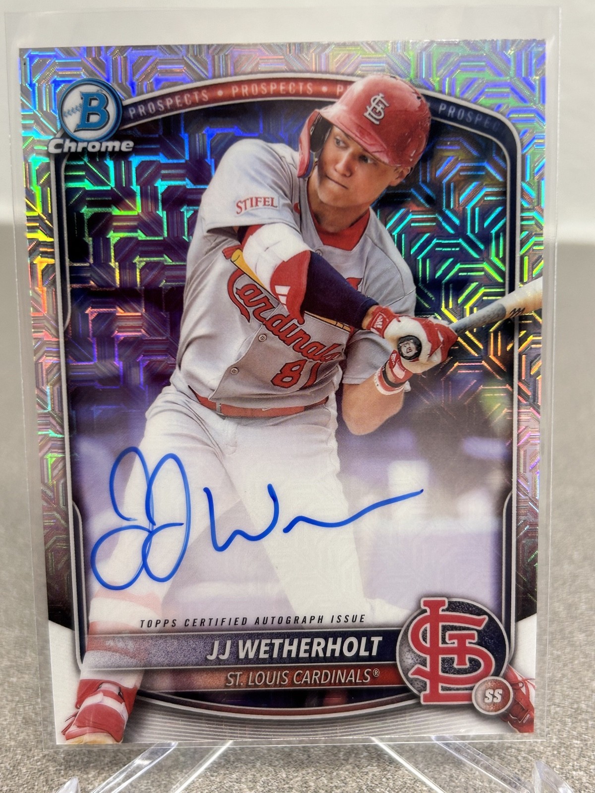 2025 Bowman Chrome JJ Wetherholt Mega Box Mojo Refractor Auto Cardinals