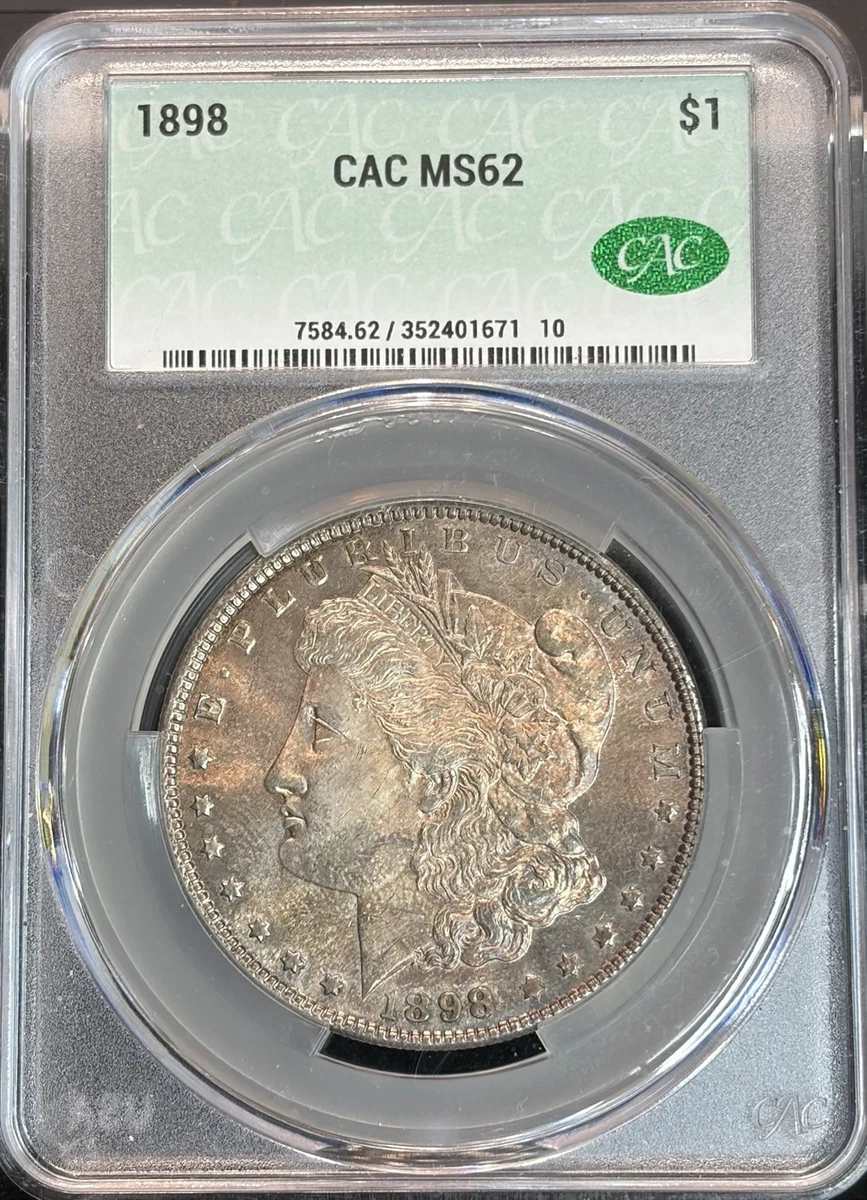 Silver MS 62 Graded 1898 Year Morgan US Dollars (1878-1921) for