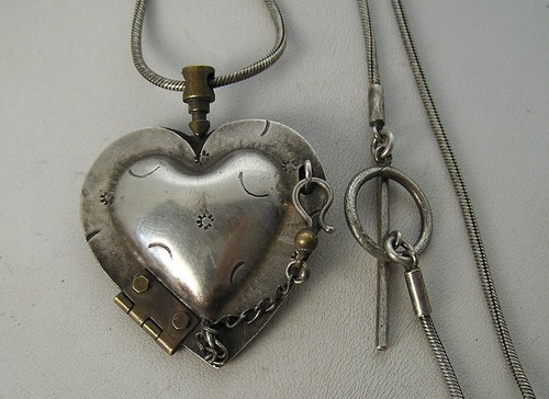 Techno Romantic Thomas Mann Sterling & Bronze Chamber Heart Locket Necklace