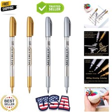 Metallic Markers Pens - Silver and Gold Paint Pens for Black Paper, Glass, Ro...
