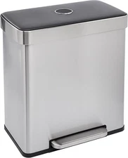 Amazon Basics Dual Compartment Recycling Trash Can with Soft-Close Lid and Remov