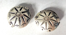 Vtg Sterling Silver Salvaged Stamped Design Southwest Beads 15 mm Lot of 2