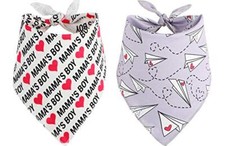 Dog Valentines Day Bandana 2 Pack,Triangle Bibs Pet Scarf for Medium andarge L