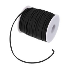 3mm 50 Yard Suede Cord with Roll Spool Flat Faux Leather Lace DIY Craft, Black