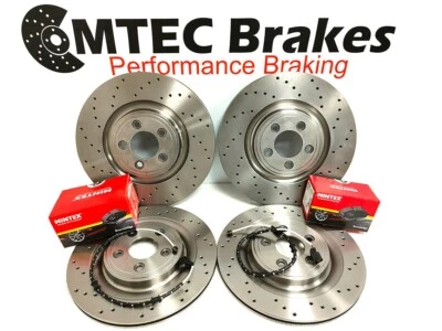 MTEC BRAKES FRONT REAR BRAKE DISCS PADS WEAR SENSORS FOR JAGUAR XF 3.0d DRILLED PERFORMANCE