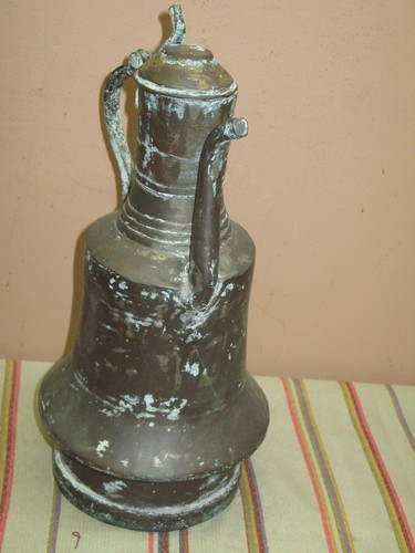 "Antica brocca olio caffettiera turca mediorientale martellata rame ewer 14" - Foto 5 di 9