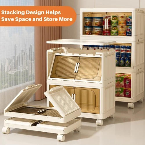 Plastic Storage Cart Rolling Storage Containers with Drawer for Bedroom Bathroom - Picture 1 of 39
