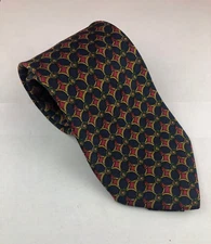 Brooks Brothers Makers Tie Mens Neck Tie Multicolor Geometric Silk 58" x 3.75"