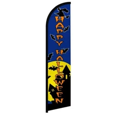 Happy Halloween Blue Windless Full Sleeve Advertising Haunted House Banner Flag