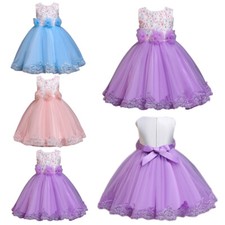 Sleeveless Flower Girls Lace Tutu Dress Kids Princess Wedding Bridesmaid Dresses
