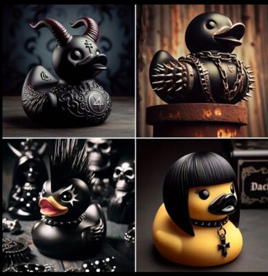 3.15” Evil Rubber Duck Style Resin Collectible Heavy Metal Gothic