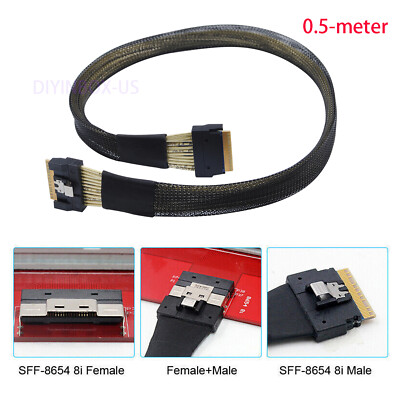 Slim Data Transmission SAS Cable SFF 8654 8i To SFF 8654 8i 24Gbps 4.0 30AWG