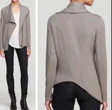 Helmut Lang Womens XS Taupe Villous Knit Moto Jacket Asymmetric Hem Zip Up