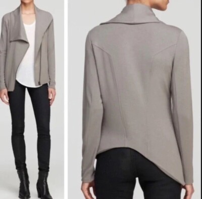 Helmut Lang Womens XS Taupe Villous Knit Moto Jacket Asymmetric