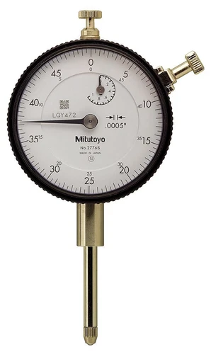 2776S Dial Indicator, #4-48 UNF Thread, 3/8" Stem Dia., Lug Back, White Dial, 0-