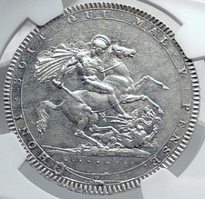 1820 GREAT BRITAIN UK King George III Antique Silver CROWN Coin NGC i81741