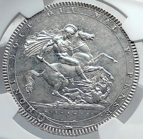 1820 GREAT BRITAIN UK King George III Antique Silver CROWN Coin NGC i81741