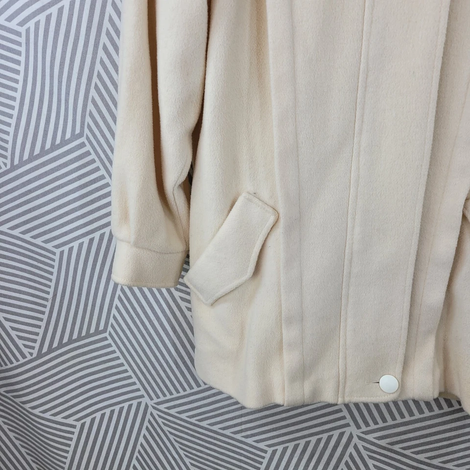 Abrigo Vintage Talla Pequeña 4/6 Invierno Cremallera Cálido Con Capucha Lana Piel Borde Blanco Foto 3 de 4