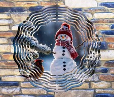 10" Snowman  Cardinal Winter Pine Wind Spinner Yard Art Decor 3D Kinetic rws123