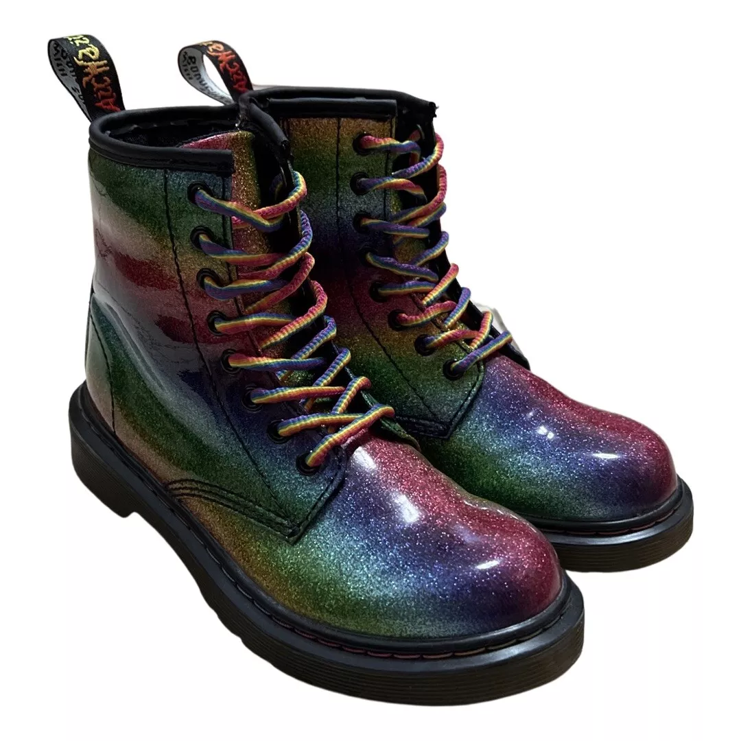 Verhoogd Sleutel pen Doc Martens Rainbow 1460 Ombre Glitter J Combat Boots Kids Size US 13 | eBay