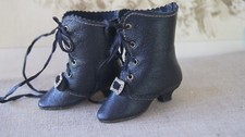 Leather shoes "Black vintage" for antique doll French style. 2,44inch/62mm 