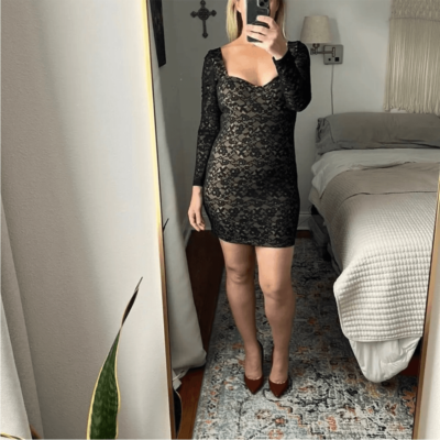 French Connection Dress Womens XS Black Lace Thora Lula Long Sleeve French Connection Dress Womens XS Black Lace Thora Lula Long Sleeve