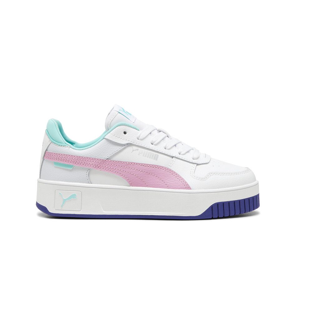 Puma Carina Уличные молодежные кроссовки на шнуровке для девочек Синего, розового, белого цветов, повседневная обувь