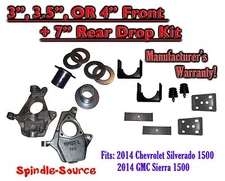 3-4" / 7" Lowering Drop kit FOR 2014 Chevrolet Chevy Silverado / GMC Sierra 1500