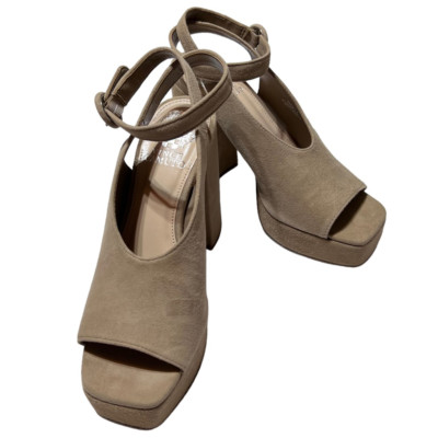 Vince Camuto Womens Somerson Platform Heel Beige Solid Leather Ultra High 7M New