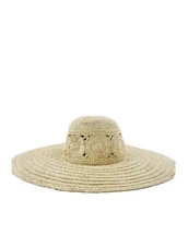 Zuma Broad Brim Fancy Weave Raffia Hat Natural Fiber, One Size Adjustable