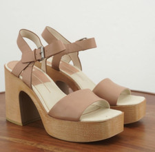 Dolce Vita Womens Wallis Platform Sandals Block Heel Nude Beige Leather Size 10