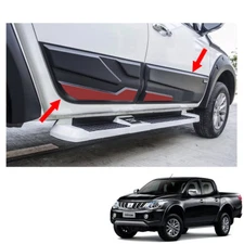 Side Molding Body Cladding Black Red 4Pc Fit Mitsubishi L200 Triton 2015 - 2017