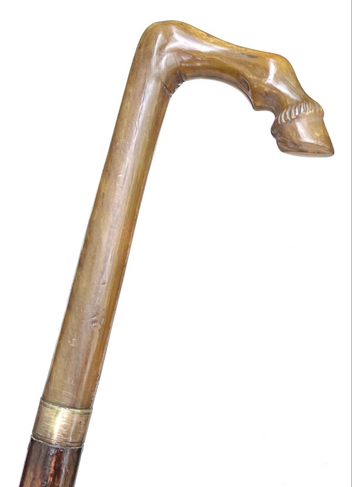Horse Shoe Handle Wood Shaft Walking Stick Cane Old
