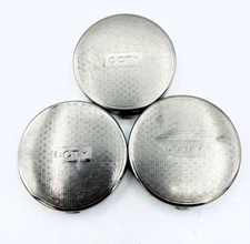 3 Pc lot Antique Coty Silver-Tone Powder Compacts