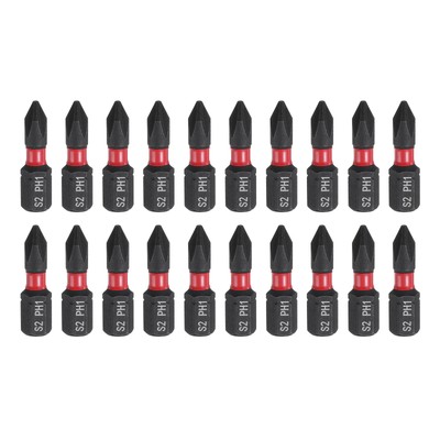 20pcs PH1 Magnetic Phillips Screwdriver Bit 1/4'' Hex Shank 25mm Length S2 Steel