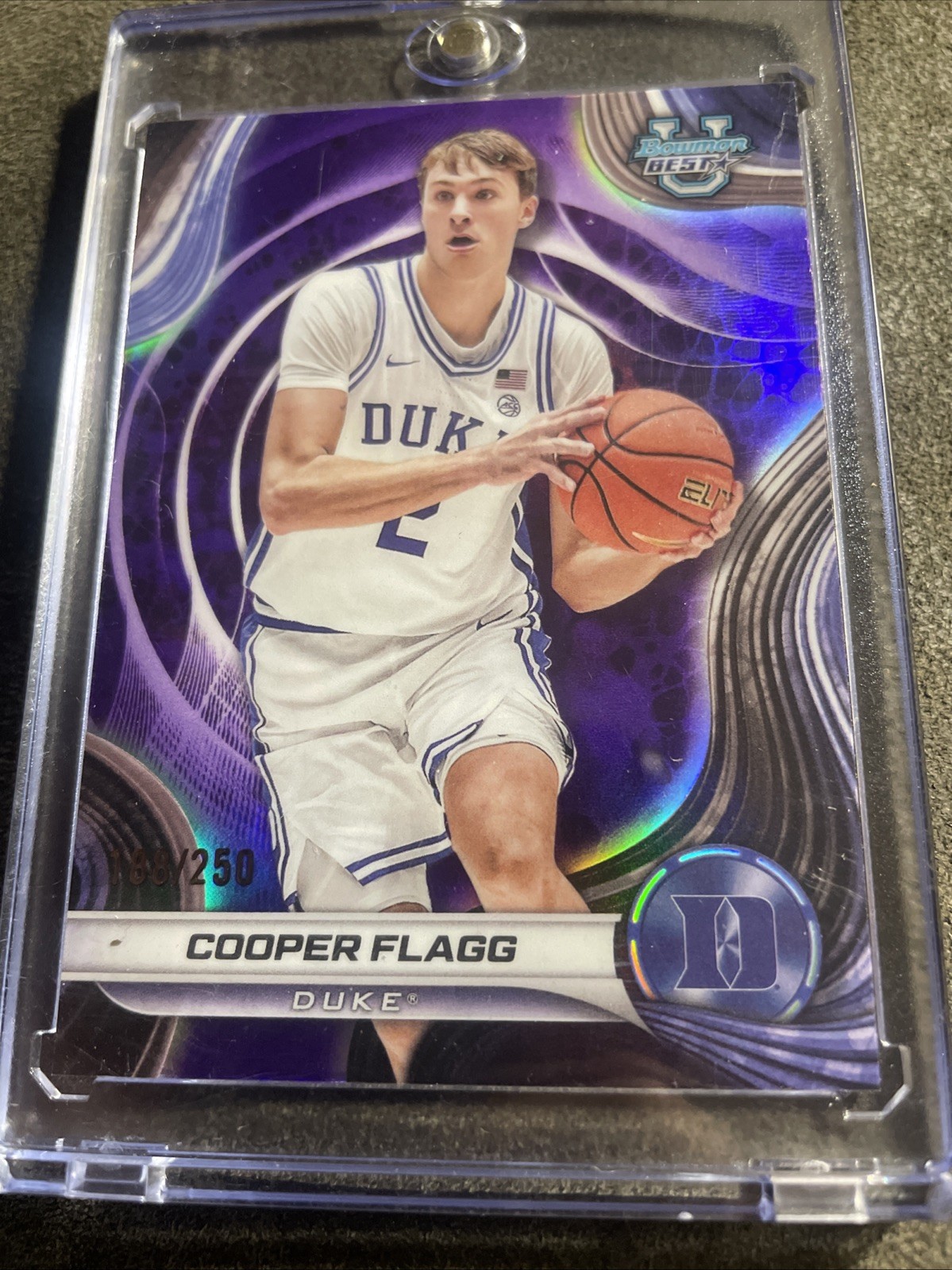 2024-25 Bowman University Best Cooper Flagg #16 Purple Refractor /250 RC.