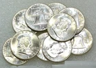 1963 D Franklin Silver Half Dollar BU Frosty White 1/2 roll 10 coins/tube #B321