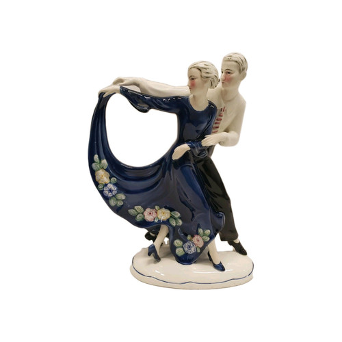 KATZHUTTE ART DECO PORCELAIN FIGURINE DANCING COUPLE C.1930'S GOLDSCHEIDER ERA - Picture 1 of 20