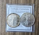 1990 2017 SILVER EAGLE  DOLLAR COINS ASE LOT OF 2
