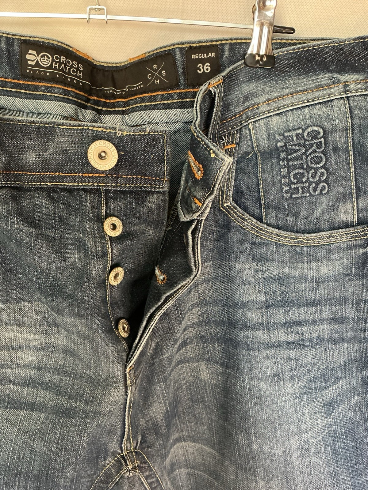 Crosshatch Mens Black Label Jeans Blue Denim Size Medium Waist 36 image 7