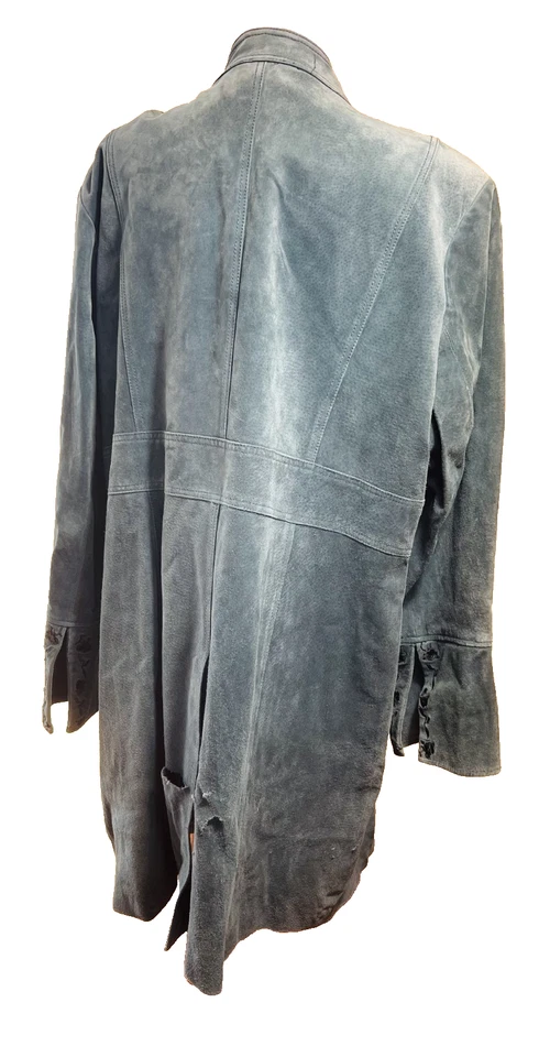 Abrigo Largo Vintage Colección Pamela McCoy Azul Gamuza Bordado Mujer’s Talla 2X Foto 4 de 4