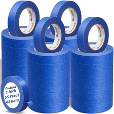 42 Rolls Blue Painters Tape Bulk 1 inch x 55 Yards, Total 2310 Yd, Painters M...