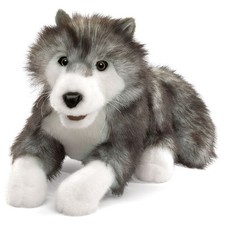 Polarwolf/ Timber Wolf, Husky Handpuppe aus P...